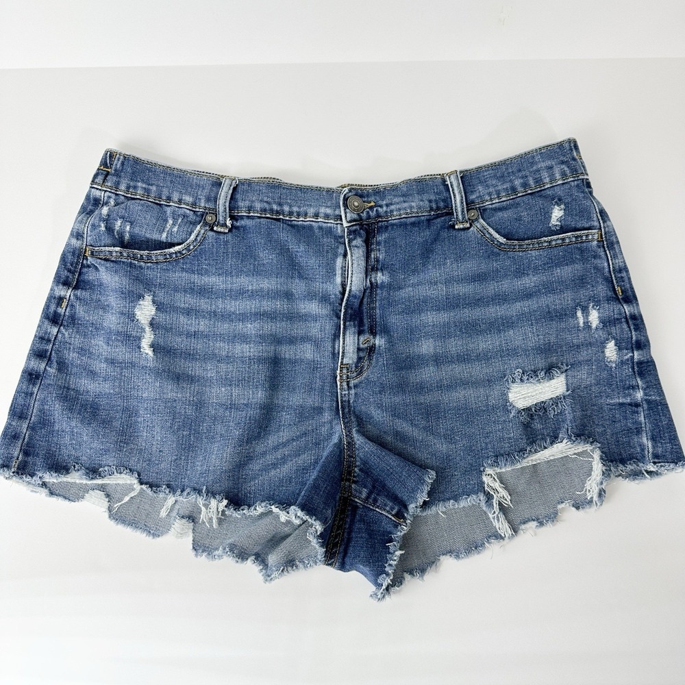aerie Distressed Blue Denim Jean Shorts